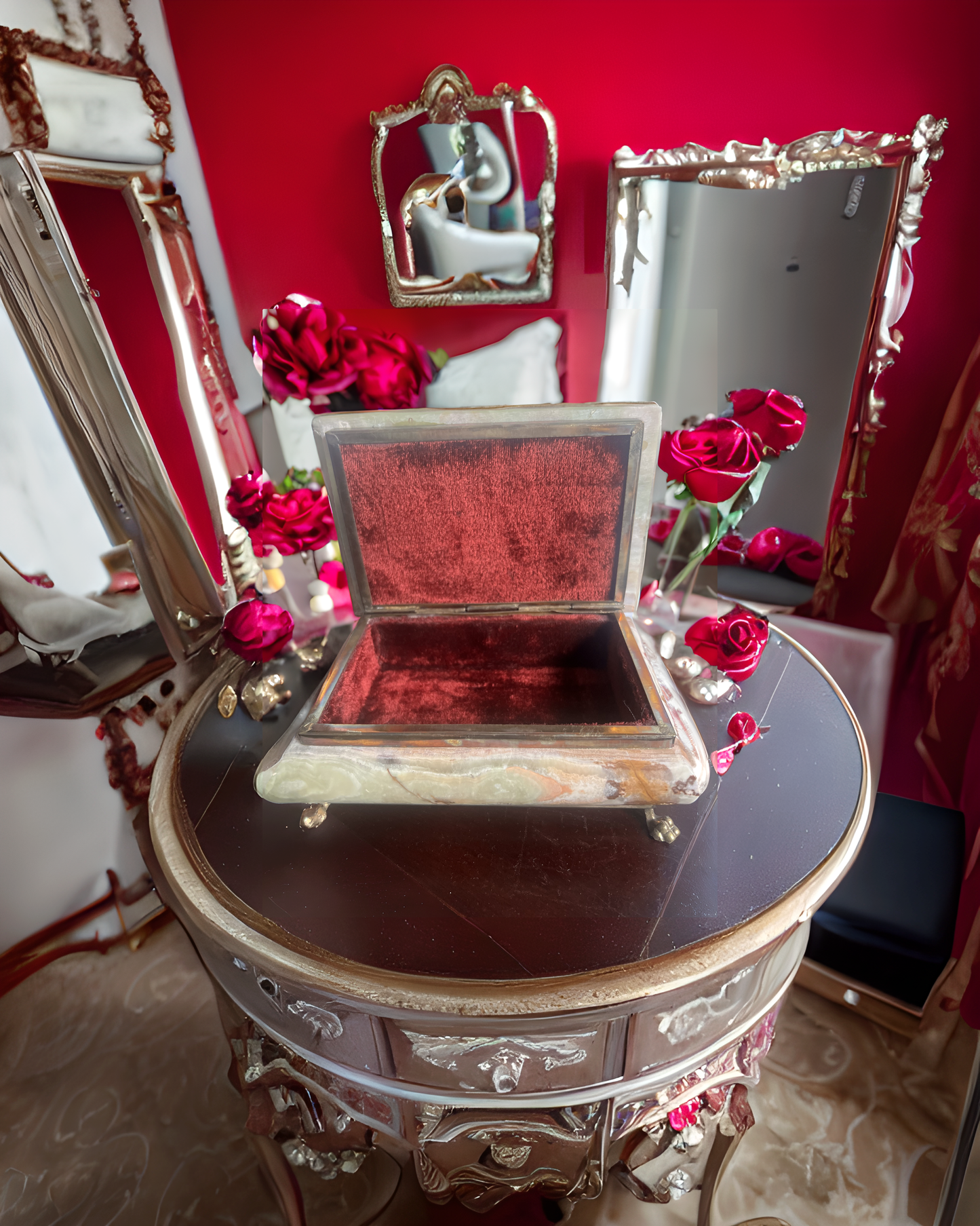 Rectangle Jewelry Box lined with Red Velvet inside
