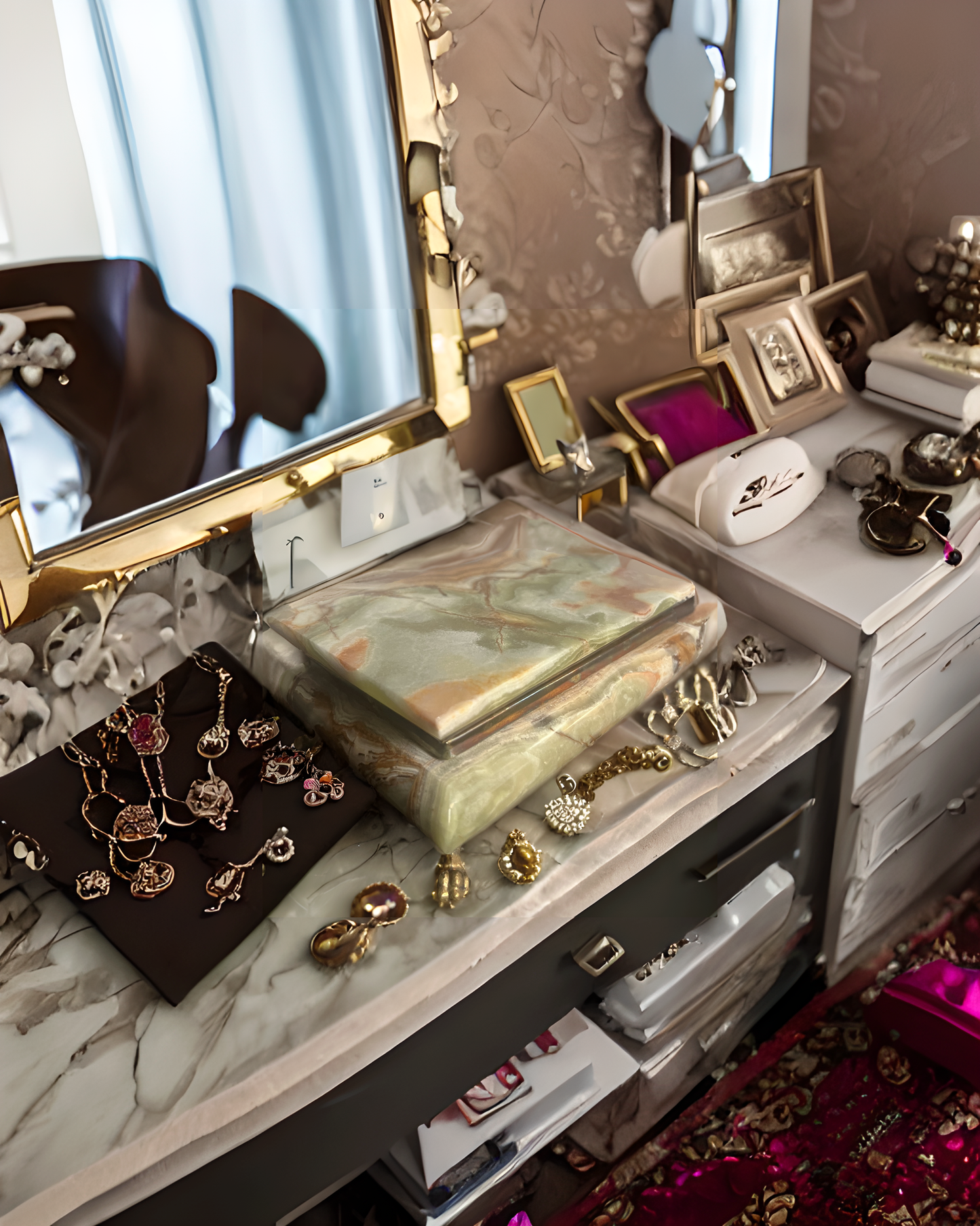 Rectangle Jewelry Box lined with Red Velvet inside