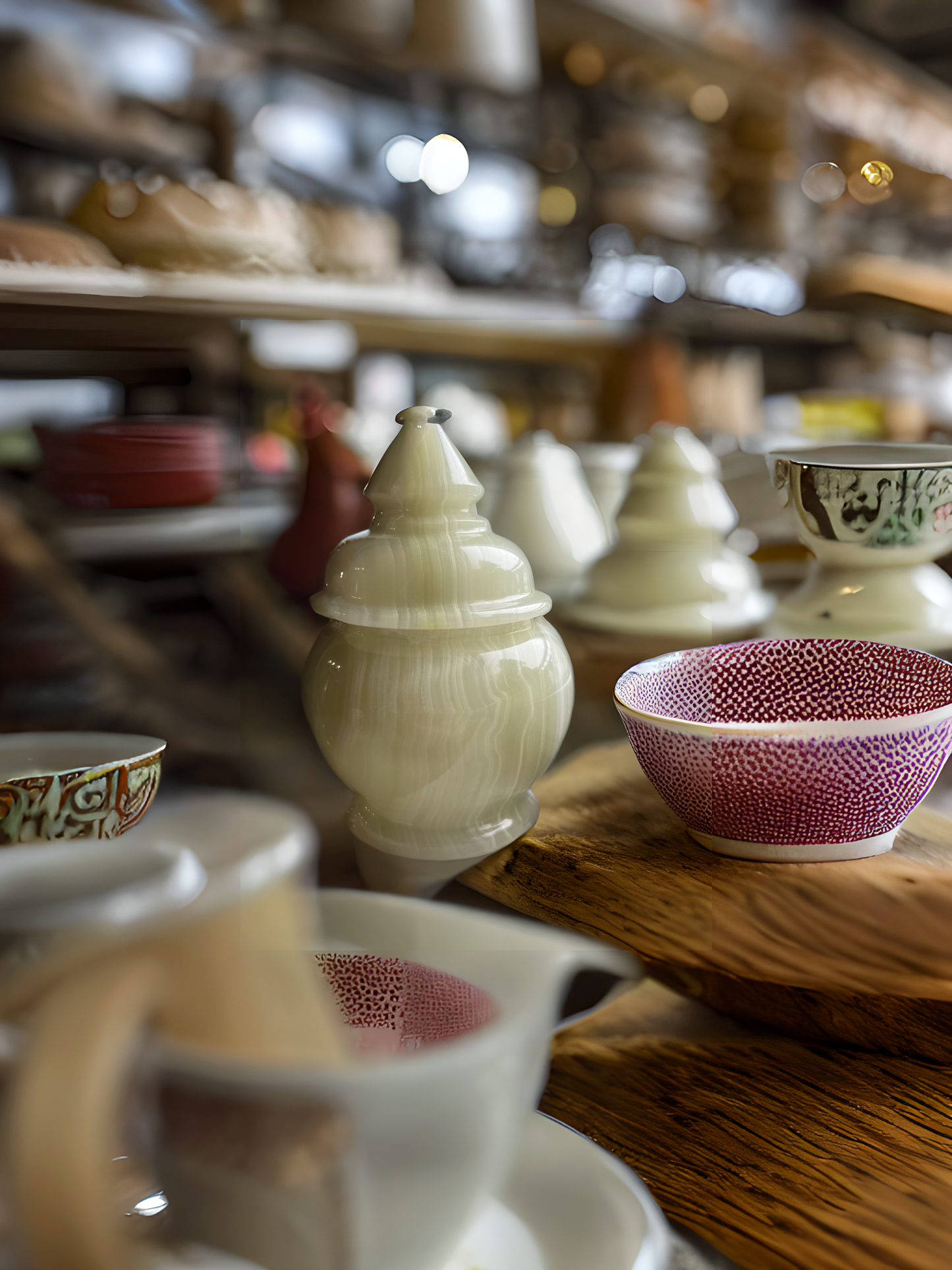 Marble Sugar Bowl Dispenser Salt Container with Lid for Kitchen & Home